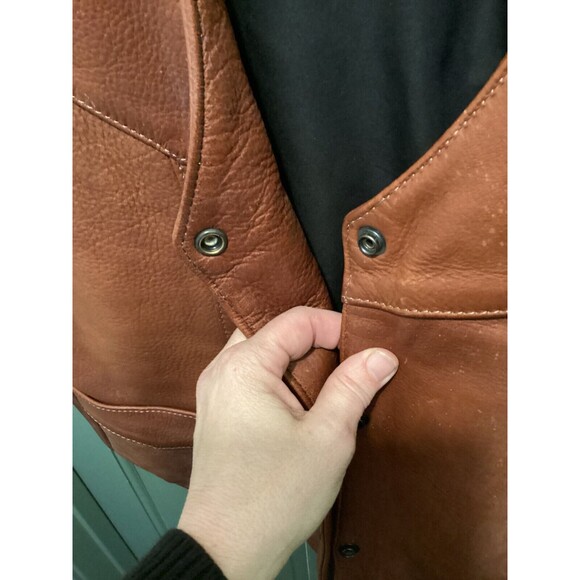 Fox Creek Leather Men's Size 6XL Button-Up Lined Sleeveless Leather Riding Vest - Picture 8 of 13